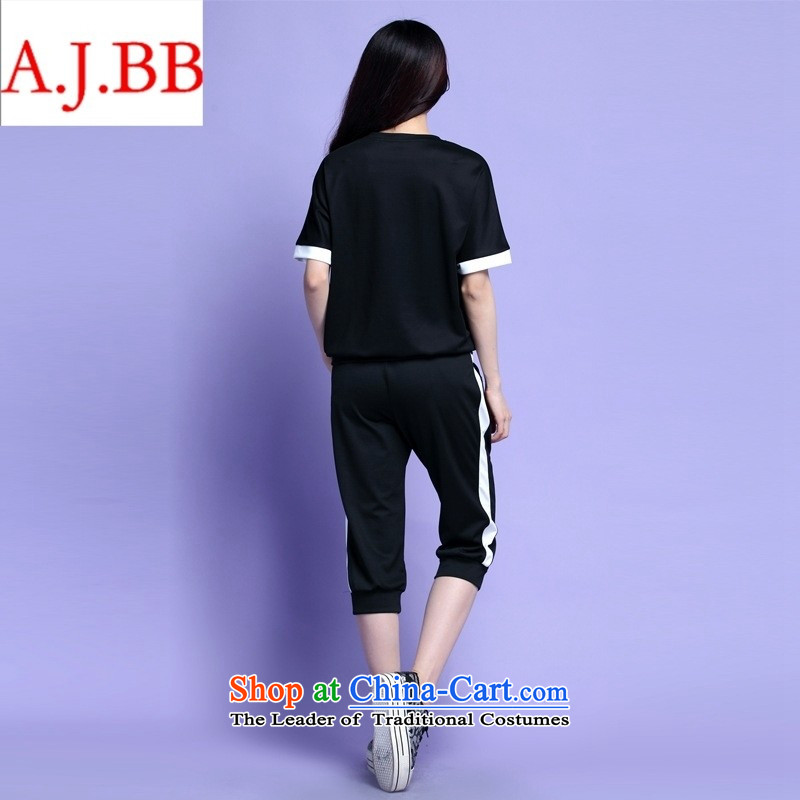 Orange Tysan *2015 summer MM thick comfortable and relaxing sports suits for larger women to increase black XXXL,A.J.BB,,, shopping on the Internet
