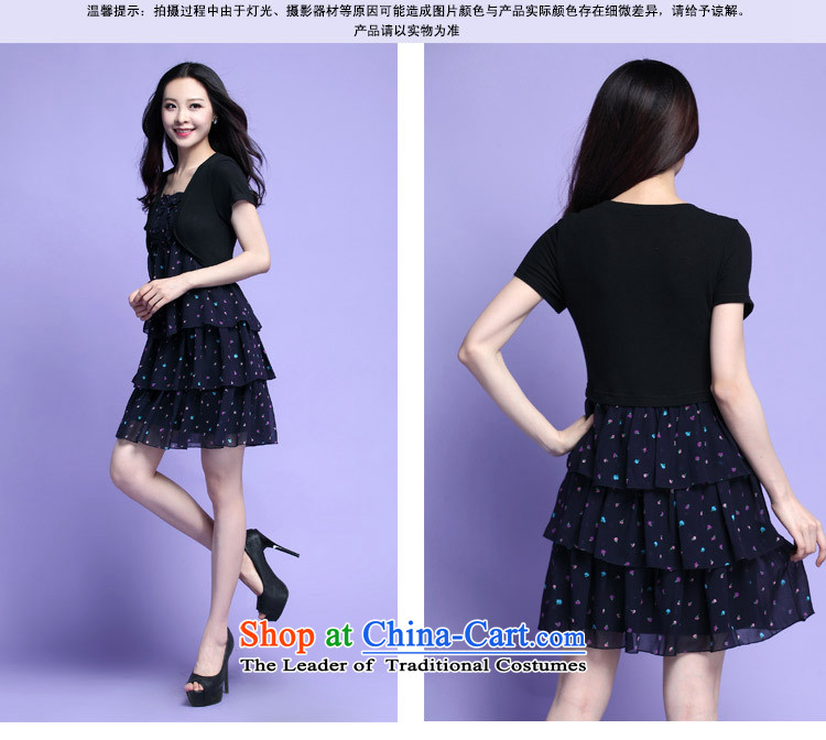 Orange Tysan *2015 summer new leave two chiffon video thin short-sleeved cake dresses thick MM to increase the number of female blue XXL picture, prices, brand platters! The elections are supplied in the national character of distribution, so action, buy now enjoy more preferential! As soon as possible.