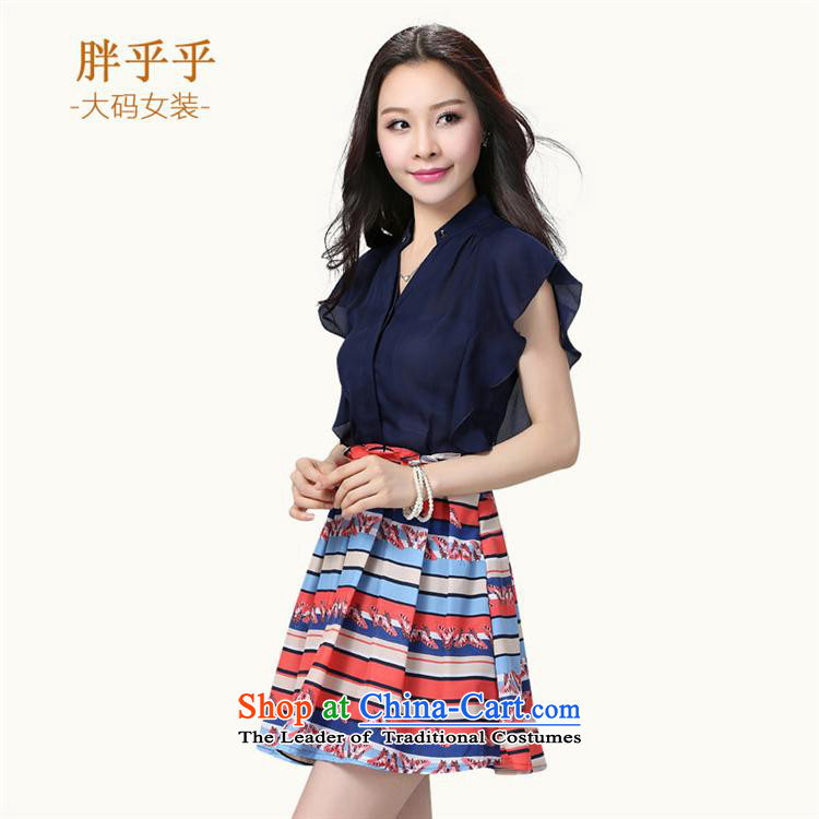 Orange Tysan * Large fat mm female Summer 2015 Korean stitching stamp chiffon dresses to intensify the dark blue suit XXXXL + picture, prices, brand platters! The elections are supplied in the national character of distribution, so action, buy now enjoy more preferential! As soon as possible.