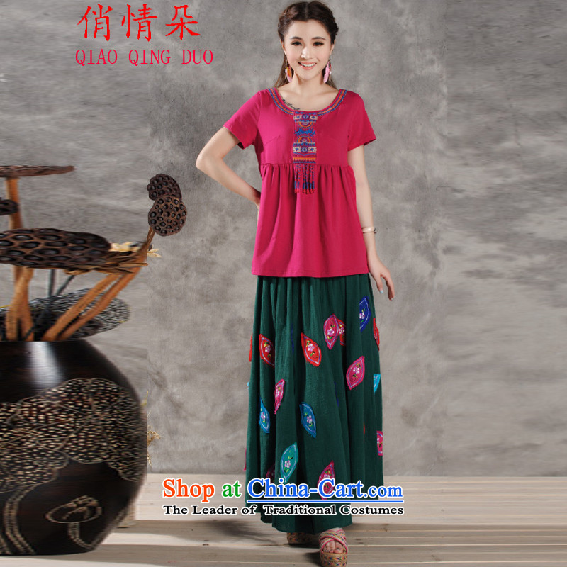 For the love of a?new summer 2015 stylish embroidered dress embroidery ethnic body female wild skirts are green code