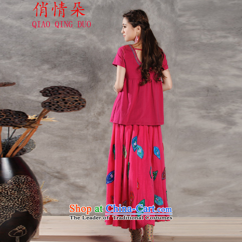 For the love of a new summer 2015 stylish embroidered dress embroidery ethnic body female wild skirts are code, is green of the Flower (QIAO QING DUO) , , , shopping on the Internet
