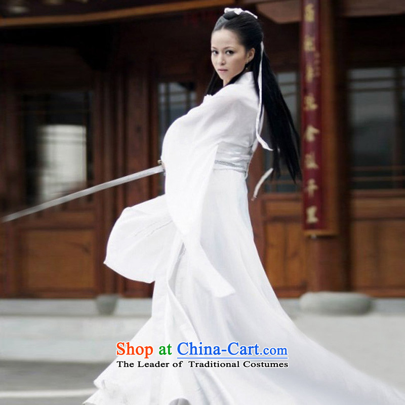 Time female white ancient Syria dragons clothing fairies skirt Han-female sexy female theatrical costume cos serving a seven-Gwi-loaded guzheng fairies Princess Assassin Swordsman , L, Syria has been pressed time shopping on the Internet