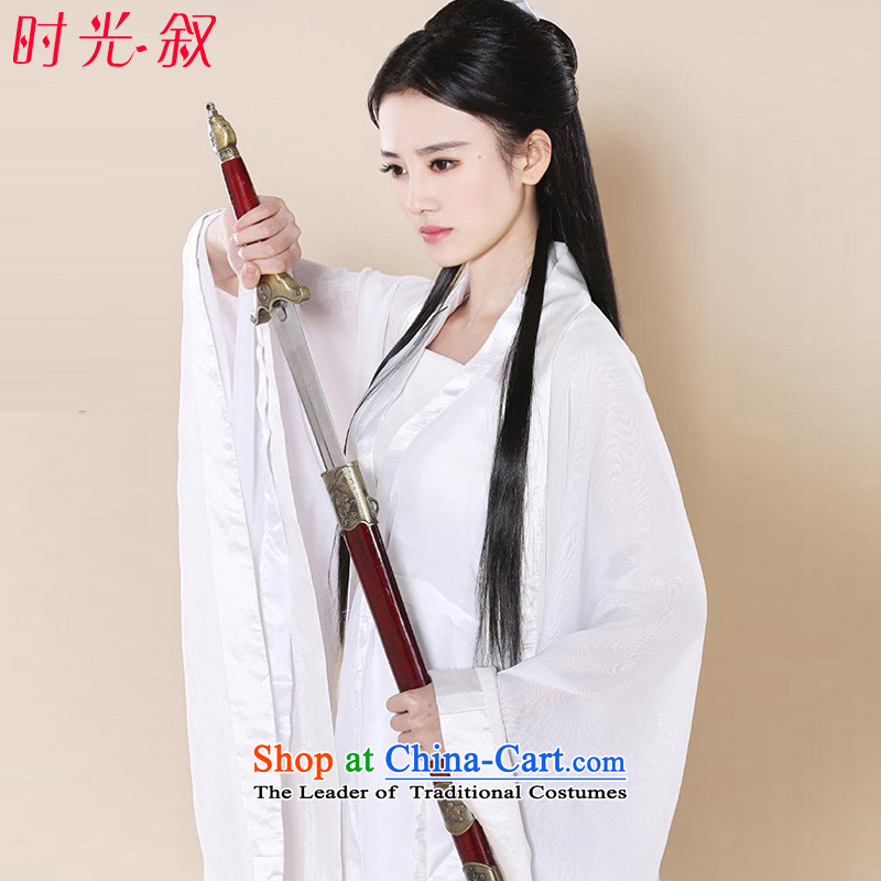 Time female white ancient Syria dragons clothing fairies skirt Han-female sexy female theatrical costume cos serving a seven-Gwi-loaded guzheng fairies Princess Assassin Swordsman , L, Syria has been pressed time shopping on the Internet