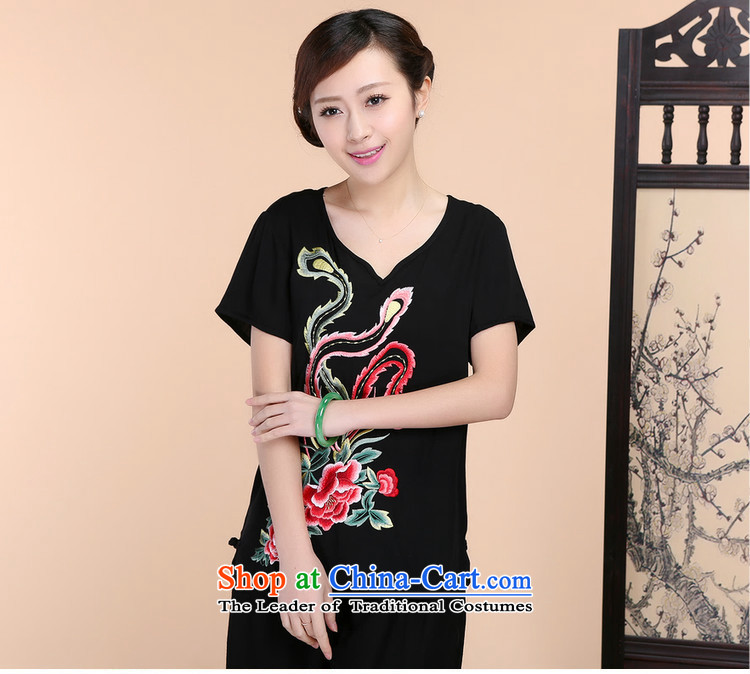 2015 Summer to Sepia Sau San Tang dynasty embroidered Short Sleeve V-Neck short-sleeved T-shirt relaxd casual pants two-piece set with black XXL picture, prices, brand platters! The elections are supplied in the national character of distribution, so action, buy now enjoy more preferential! As soon as possible.
