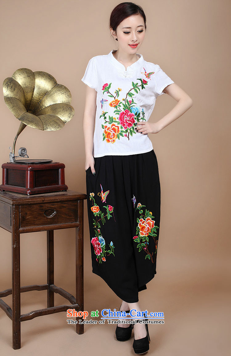 2015 Summer to Korean version of nostalgia for the Tang dynasty embroidery Sau San short-sleeved T-shirt with round collar Tang dynasty trouser press kit can sell black XXL picture, prices, brand platters! The elections are supplied in the national character of distribution, so action, buy now enjoy more preferential! As soon as possible.