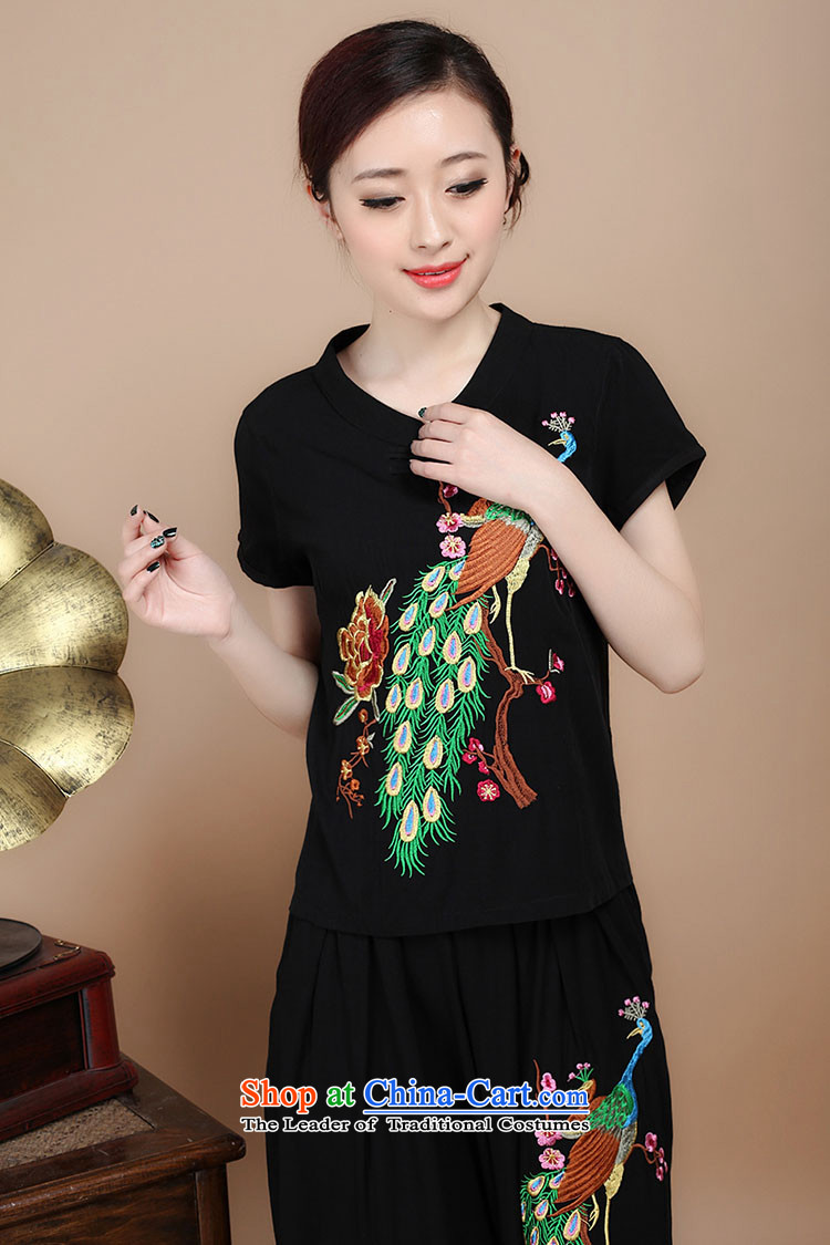 To 2015 summer as cotton embroidery decorated in Tang Dynasty V-Neck short-sleeved T-shirt, two sets of load pants can sell black XXL picture, prices, brand platters! The elections are supplied in the national character of distribution, so action, buy now enjoy more preferential! As soon as possible.