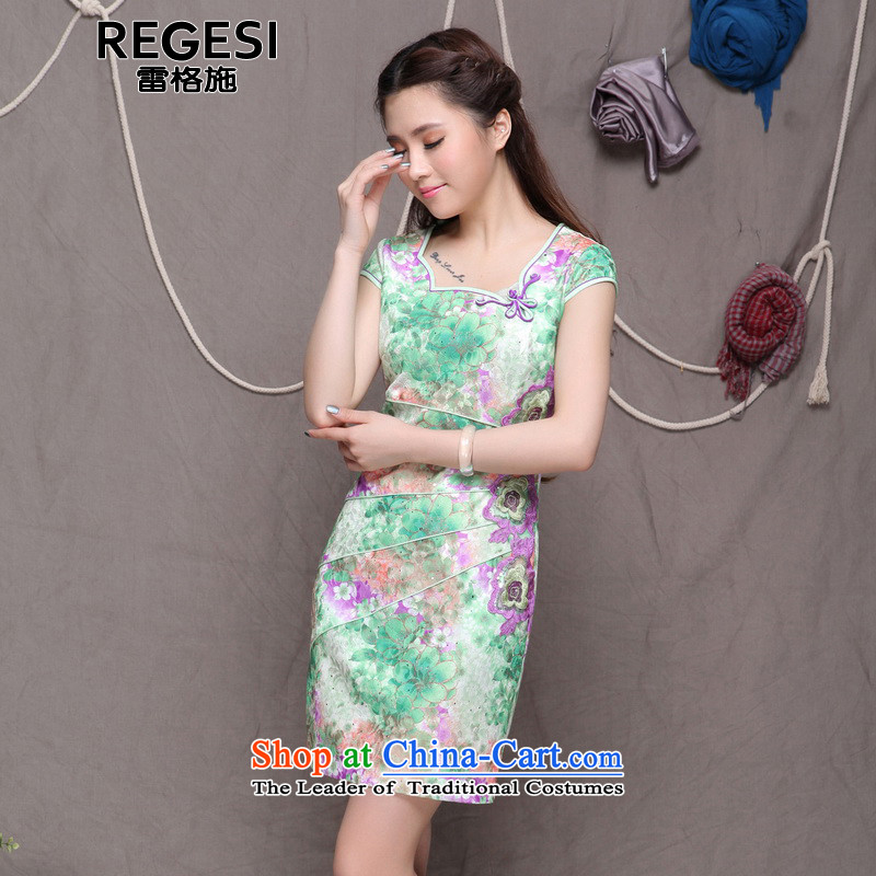 Mine. A new summer 2015, stylish and elegant qipao ethnic skirt 9905 Green M Craig facilities (REGESI) , , , shopping on the Internet