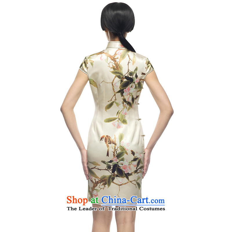 Rui or Silk Cheongsam short-cheung 2015 New China wind retro style qipao Sau San sauna silk dresses , thus ERIC LI S white , , , shopping on the Internet