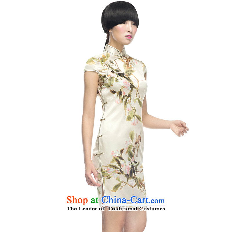 Rui or Silk Cheongsam short-cheung 2015 New China wind retro style qipao Sau San sauna silk dresses , thus ERIC LI S white , , , shopping on the Internet