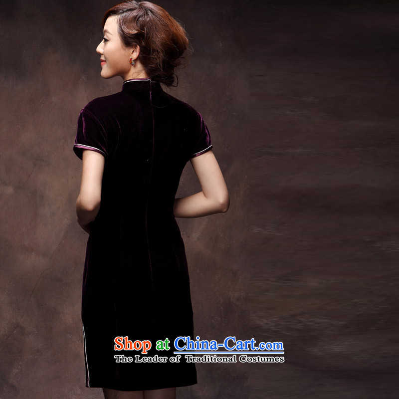  The new 2015 qipao velvet spring large wedding marriage Sau San stylish wedding mother Chinese qipao purple XXL payment for about a week shipment, Eason Chan point , , , shopping on the Internet