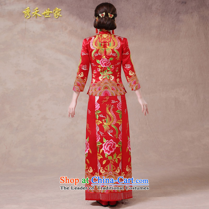 Sau Wo saga longfeng use skirt use bride bows service wedding dress red Chinese wedding retro wedding dress 2015 new cheongsam Sau Wo Service Mr large red S, Sau Wo family shopping on the Internet has been pressed.