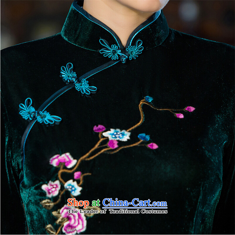 Sha to Saint cheongsam dress code mother Tang Dynasty Large 2015 autumn and winter in new long-sleeved Kim scouring pads improved retro wedding dress blue-violet XL, Sha to San (shayisheng) , , , shopping on the Internet
