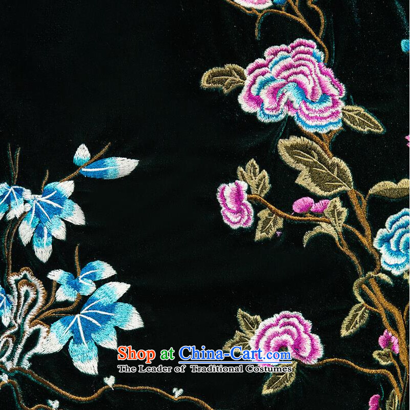 Sha to Saint cheongsam dress code mother Tang Dynasty Large 2015 autumn and winter in new long-sleeved Kim scouring pads improved retro wedding dress blue-violet XL, Sha to San (shayisheng) , , , shopping on the Internet