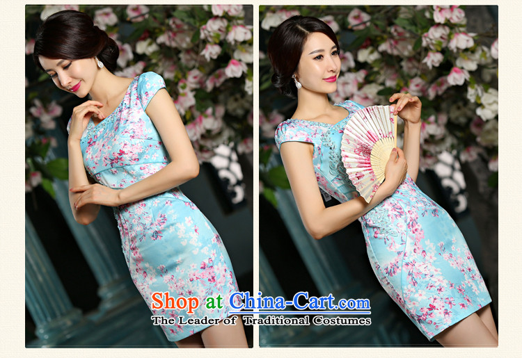 Michelle Gellar Lin's 2015 new summer video thin cheongsam dress circle style qipao #9002 improved Sau San embroidery skyblue XL Photo, prices, brand platters! The elections are supplied in the national character of distribution, so action, buy now enjoy more preferential! As soon as possible.