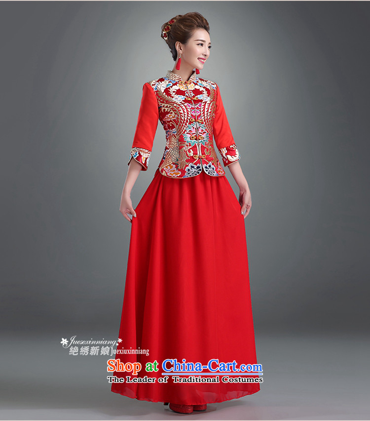 2015 new summer stylish cheongsam dress long red bride, Sau San Chinese video services to the dragon use bows thin red sleeved XL Suzhou shipment picture, prices, brand platters! The elections are supplied in the national character of distribution, so action, buy now enjoy more preferential! As soon as possible.