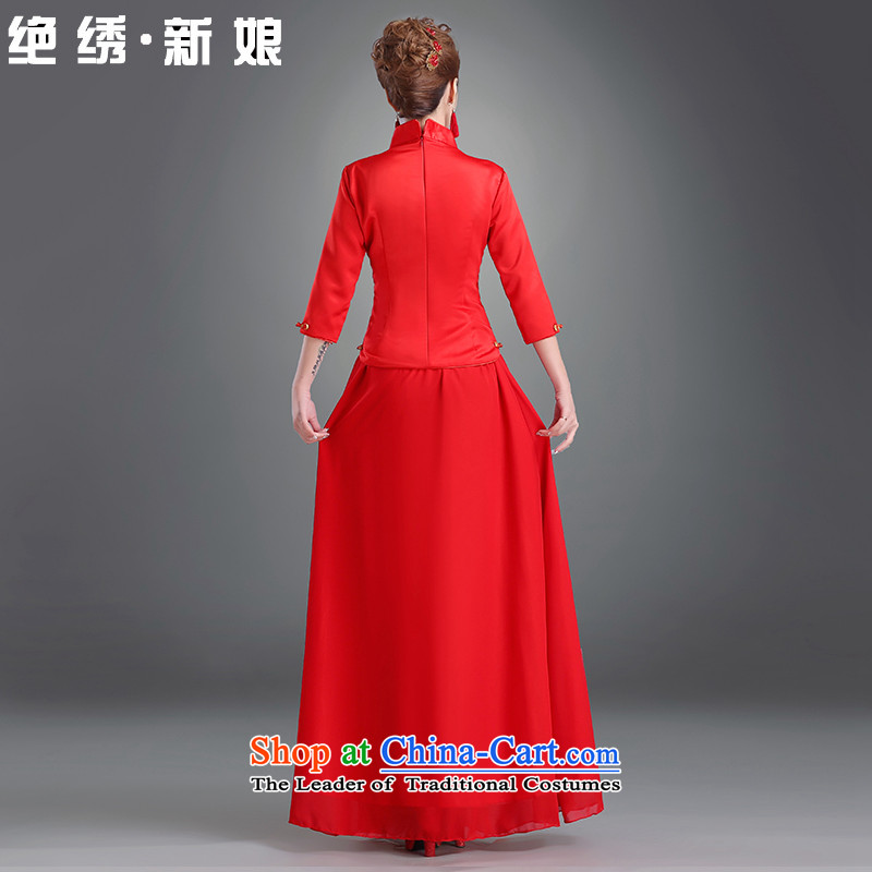 Embroidered brides is 2015 autumn and winter new red winter clothing cheongsam dress cotton long-sleeved clothing Chinese dragon use bows brides in 411 pack cuff not loading L suzhou embroidery brides, shipment has been pressed shopping on the Internet