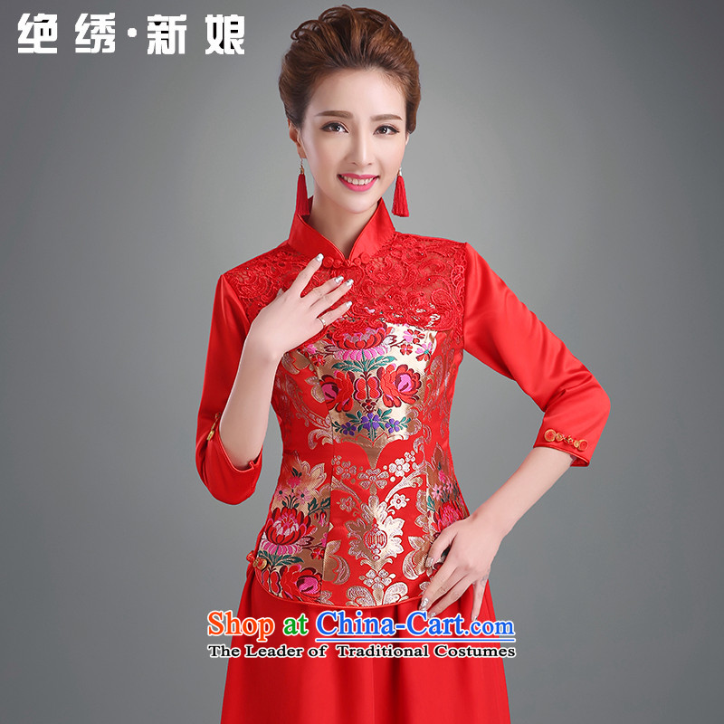 Embroidered brides is 2015 autumn and winter new red winter clothing cheongsam dress cotton long-sleeved clothing Chinese dragon use bows brides in 411 pack cuff not loading L suzhou embroidery brides, shipment has been pressed shopping on the Internet