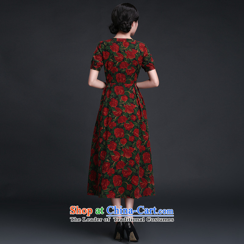 China Ethnic classic 2015 Summer new silk yarn, Ms. Heung cloud cheongsam dress retro improved graphics thin Keun-day stylish XXXL, overnight Classic (HUAZUJINGDIAN ethnic Chinese) , , , shopping on the Internet