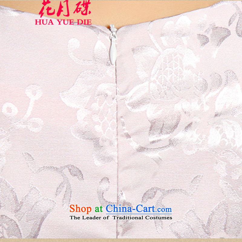 The new drive in the time of stamp qipao dresses summer stylish improved diamond stamp cheongsam dress pink flowers on the butterfly (XL, HUA YUE DIE) , , , shopping on the Internet