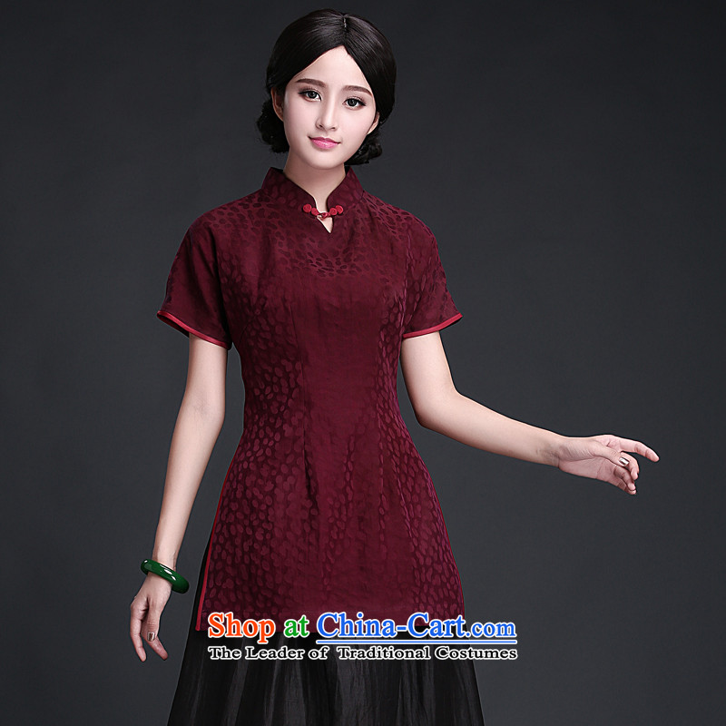 China Ethnic Chinese Tang dynasty Classic 2015 short-sleeved T-shirt qipao China wind-cloud yarn Women's Summer retro ethnic Han-Red classic (ethnic Chinese XXXL, HUAZUJINGDIAN) , , , shopping on the Internet