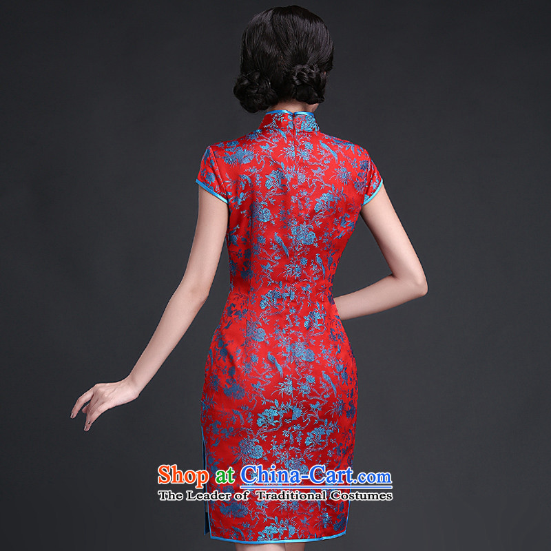 Chinese New Year 2015 classic ethnic Ms. daily cheongsam dress for summer 2015 new improved stylish ethnic blue qipao Kam Wah-Classic (S HUAZUJINGDIAN shopping on the Internet has been pressed.)
