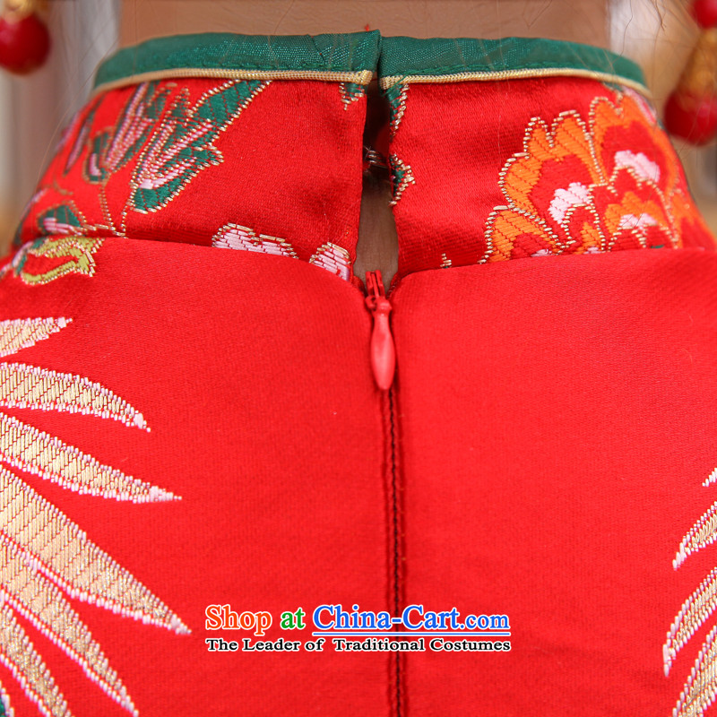 Embroidered dragon robe brides is red retro bridal dresses dresses improved marriage bows services wedding short-sleeved bride load custom red made does not allow, embroidered bride shopping on the Internet has been pressed.