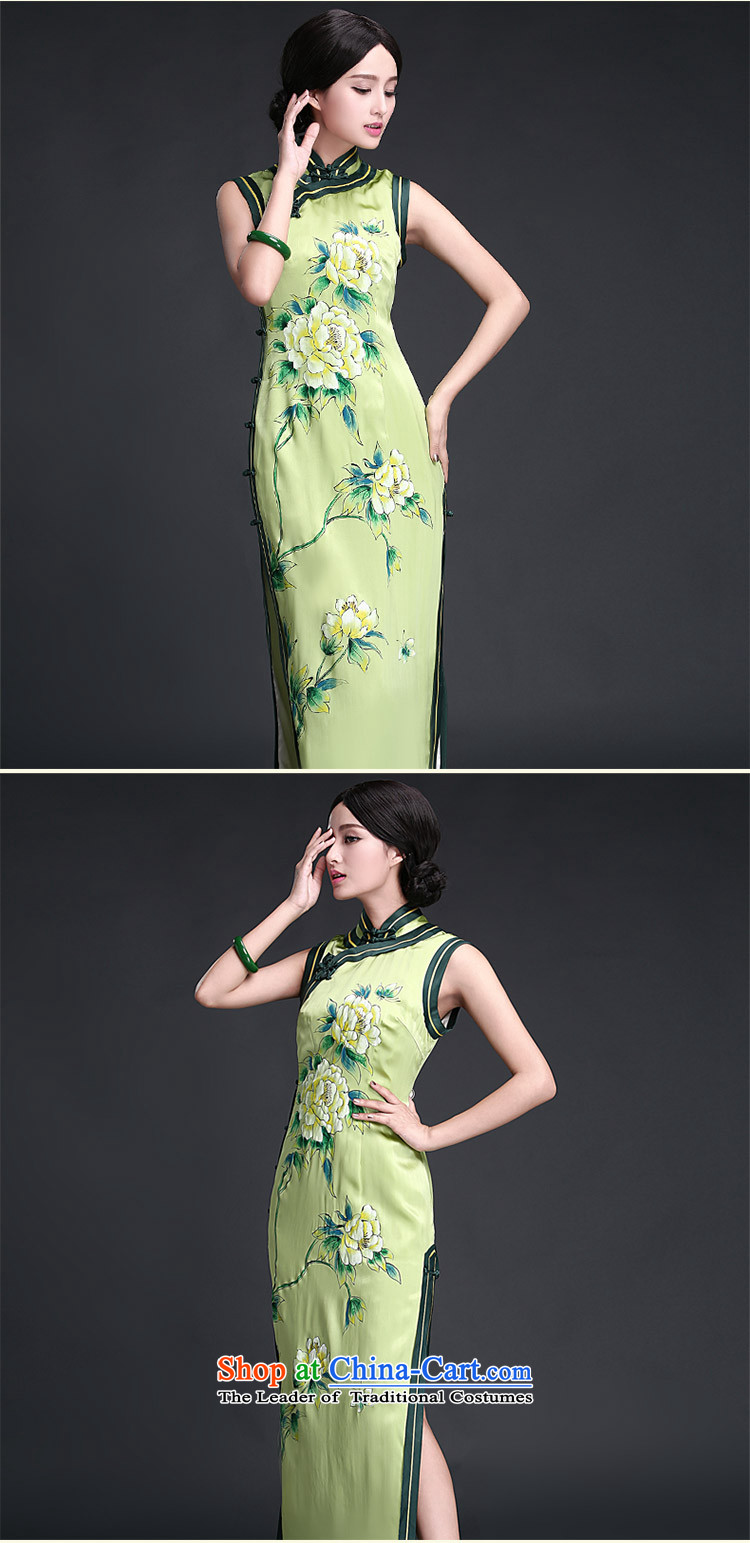 Chinese New Year 2015 classic ethnic summer silk herbs extract Ms. hand-painted improved qipao antique dresses long grass green XL Photo, prices, brand platters! The elections are supplied in the national character of distribution, so action, buy now enjoy more preferential! As soon as possible.