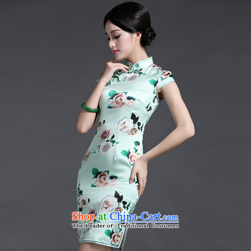 China Ethnic classic 2015 heavyweight silk Ms. herbs extract daily fashion improved cheongsam dress Chinese Antique summer suit , L, China Ethnic Classic (HUAZUJINGDIAN) , , , shopping on the Internet