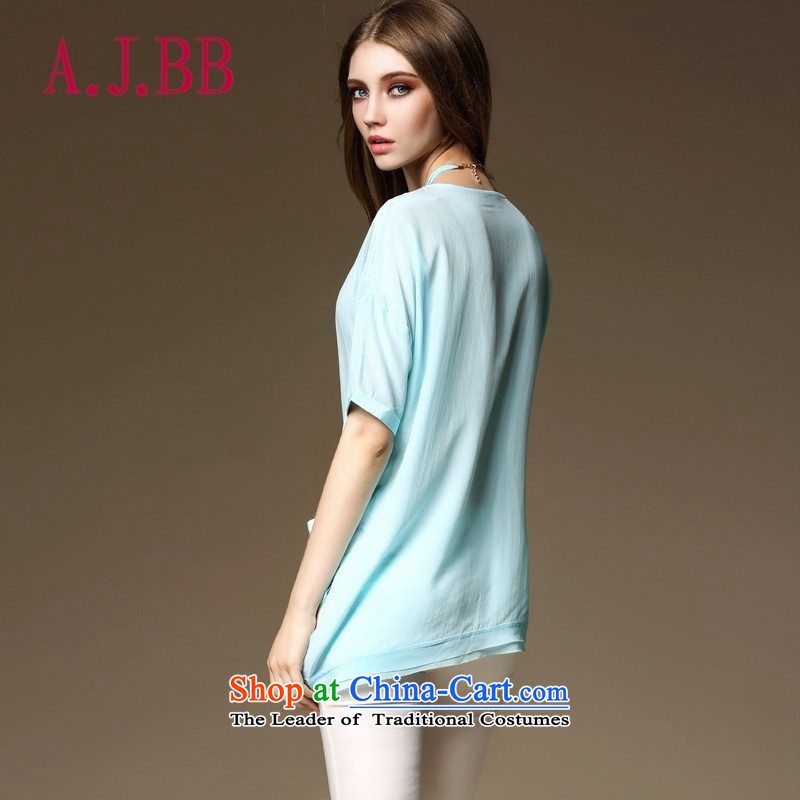 Vpro Y2022015 dress summer only load the new minimalist NEW SHIRT silk T-shirt light blue L,A.J.BB,,, shopping on the Internet