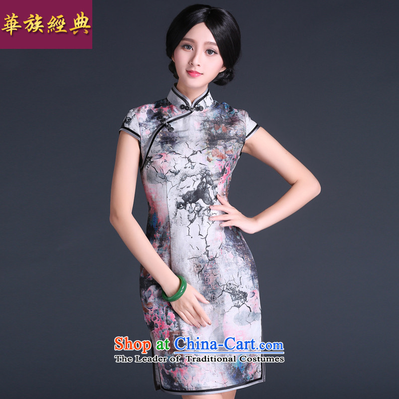 China Ethnic classic 2015 qipao new summer female dresses retro improved stylish slimming Sau San short of daily suit XXL