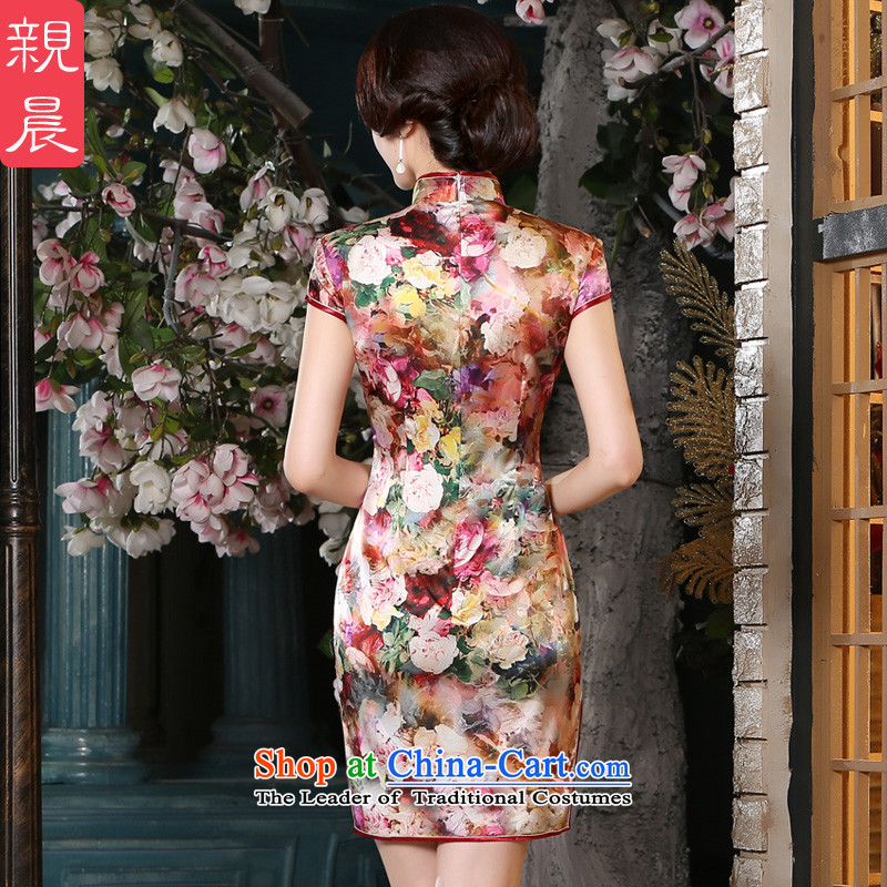 The pro-am New Silk Cheongsam dress 2015 Summer improved daily female qipao stylish, short skirt herbs extract short, XL-five-day shipment, the pro-am , , , shopping on the Internet