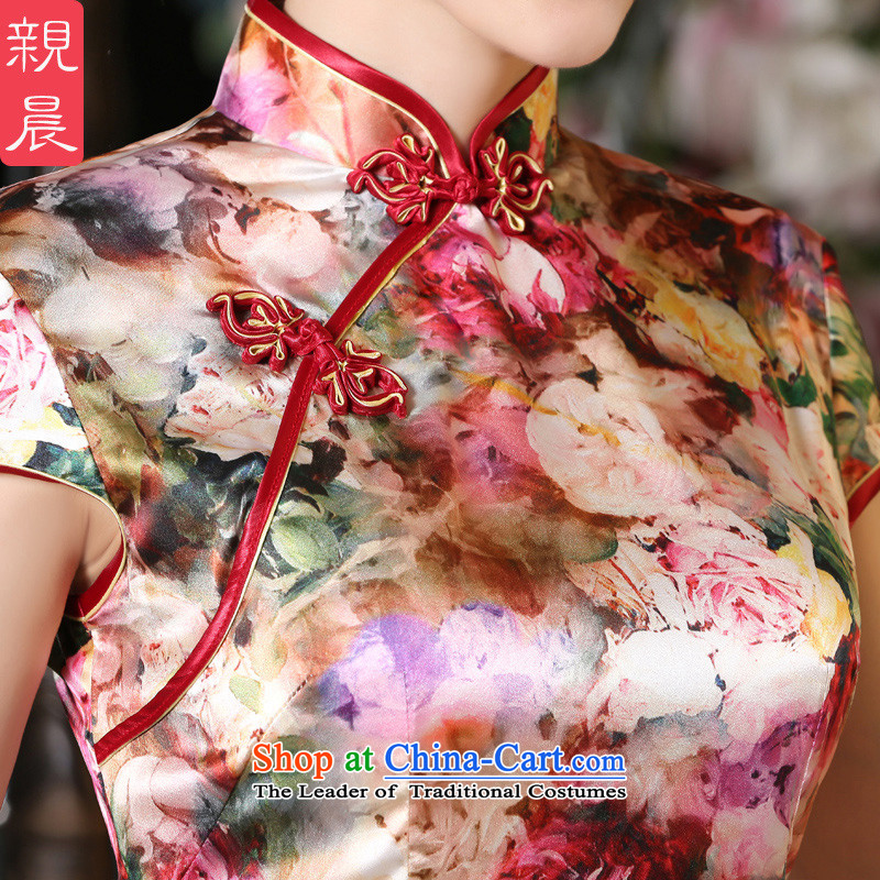 The pro-am New Silk Cheongsam dress 2015 Summer improved daily female qipao stylish, short skirt herbs extract short, XL-five-day shipment, the pro-am , , , shopping on the Internet