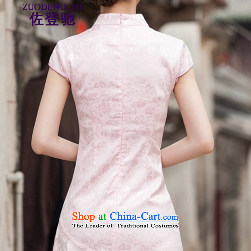 Sato Log?  2015 Spring/Summer New Short Sleeve V-Neck embroidered Phillips-head nails pearl crowsfoot petticoats embroidery short qipao B518 1123 Red XXL, Sato Log?ZUODENGCHI) , , , shopping on the Internet