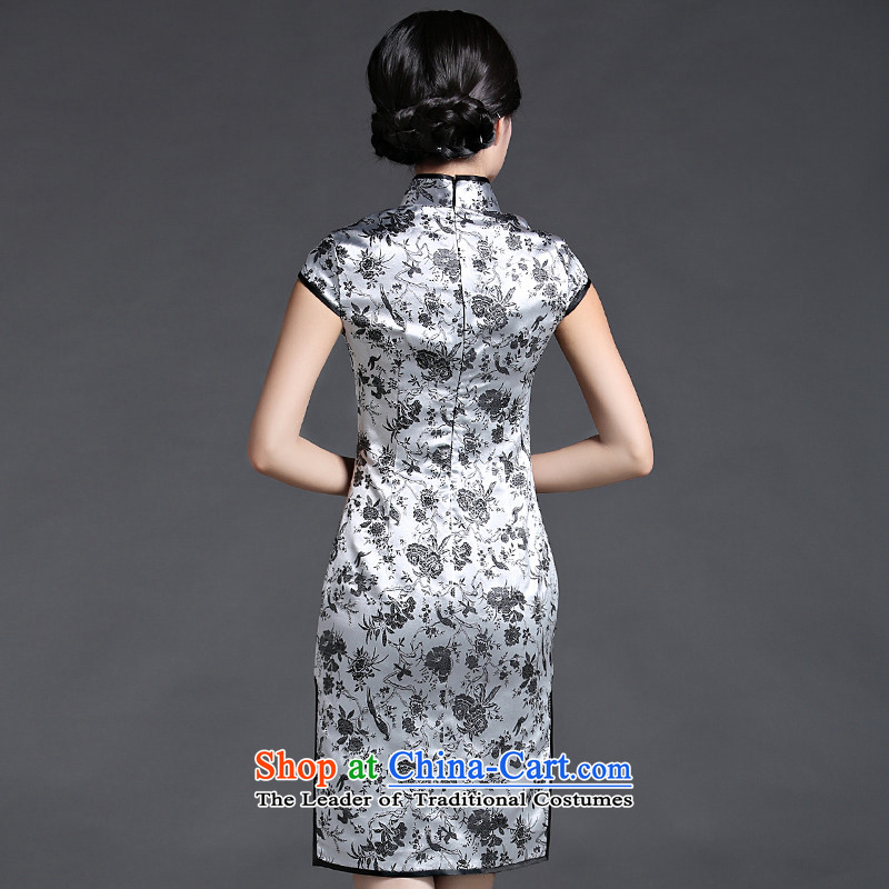 China Ethnic Chinese Antique Summer 2015 Classic of daily short of Ms. cheongsam dress noble improved qipao stylish light gray XXXL, ethnic Chinese Classic (HUAZUJINGDIAN) , , , shopping on the Internet