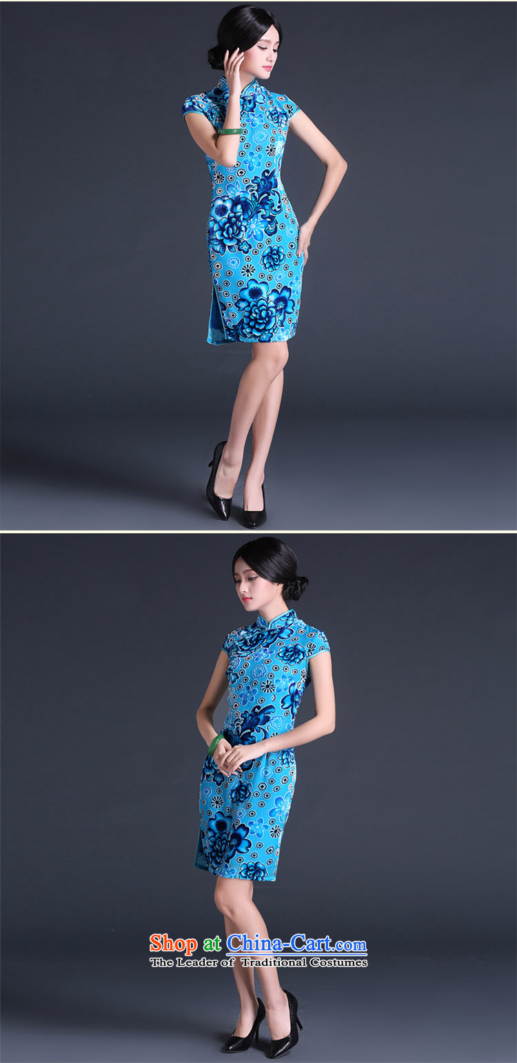 China Ethnic classic 2015 silk burned lint-free summer Tang dynasty, daily cheongsam dress noble retro improved stylish light blue L picture, prices, brand platters! The elections are supplied in the national character of distribution, so action, buy now enjoy more preferential! As soon as possible.