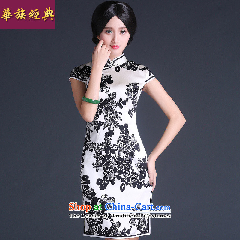 Sepia silk cheongsam dress Ms. 2015 new summer daily Chinese improved stylish skirt suits?XL