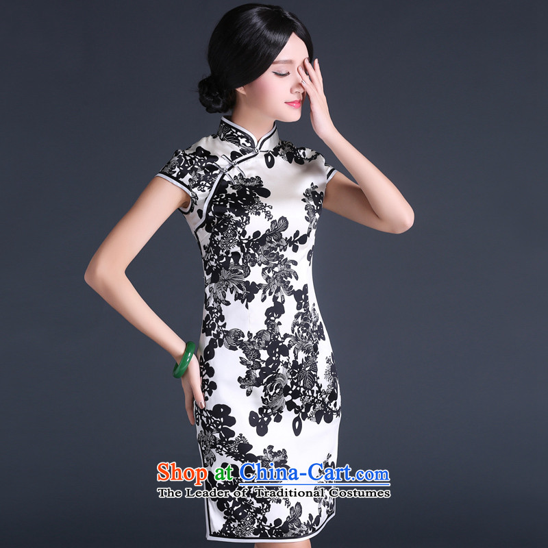 Sepia silk cheongsam dress Ms. 2015 new summer daily Chinese improved stylish skirt suits XL, China Ethnic Classic (HUAZUJINGDIAN) , , , shopping on the Internet