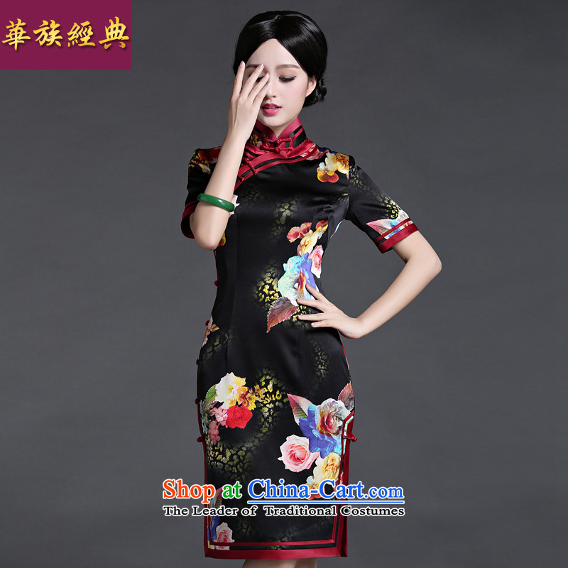 Chinese New Year 2015 classic ethnic Chinese Daily Silk Cheongsam Ms. Santos Silk Dresses improved stylish summer suit?S