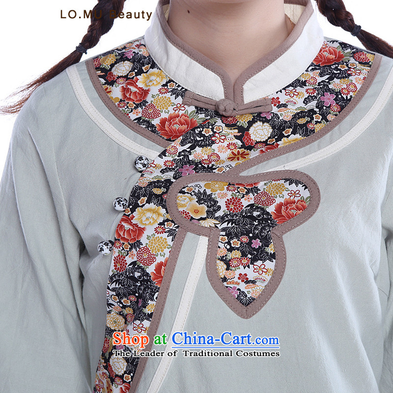 Covered by Ms. Tang dynasty covered by summer cotton linen dress Chinese tea service qipao shirts retro China wind improved Han-figure of M in color code ,LO.MU beauty,,, shopping on the Internet