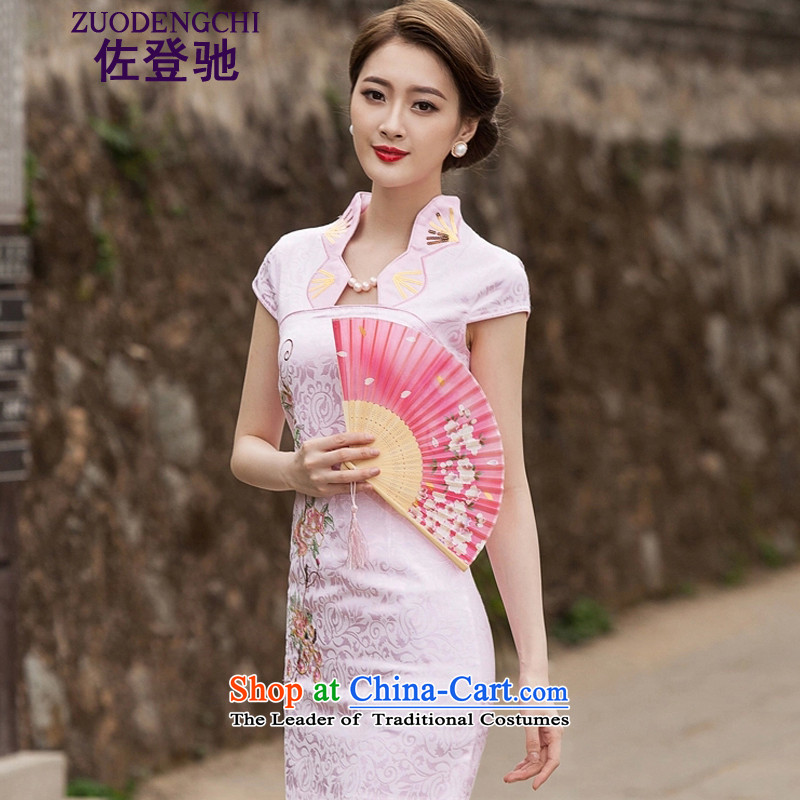 Sato Log? 2015 new summer stylish cheongsam dress daily video thin qipao gown of Sau San short B518 1122 pink XXL, Sato Log?ZUODENGCHI) , , , shopping on the Internet