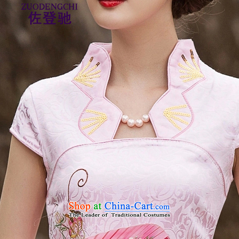 Sato Log? 2015 new summer stylish cheongsam dress daily video thin qipao gown of Sau San short B518 1122 pink XXL, Sato Log?ZUODENGCHI) , , , shopping on the Internet