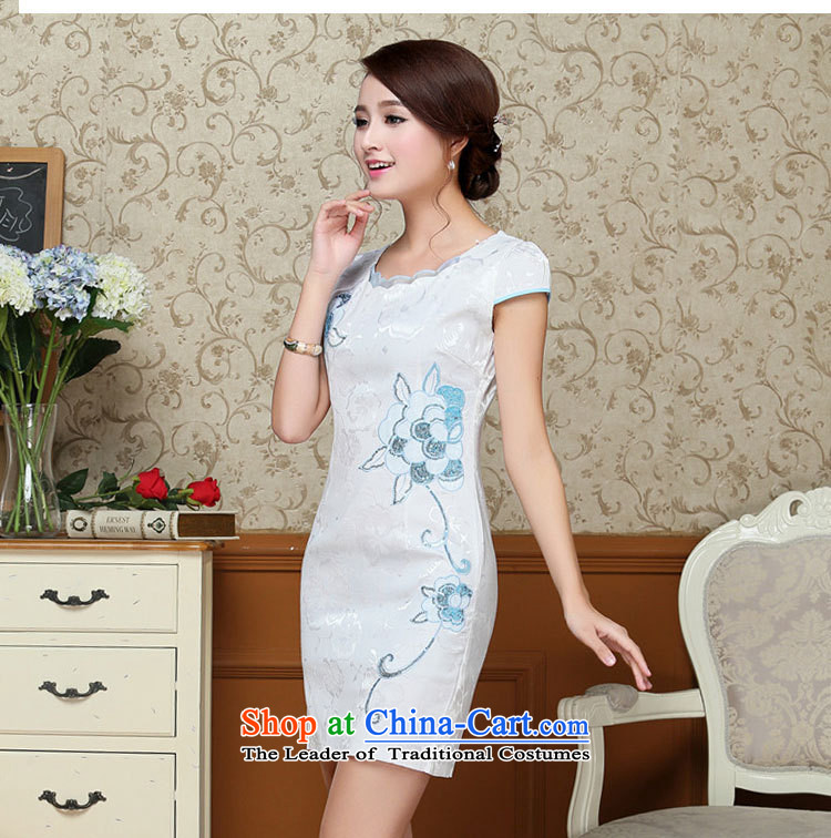 For the 2015 Summer Dream female new ethnic Chinese stamp retro look like video thin Sau San short-sleeved package and cheongsam dress light blue XL Photo, prices, brand platters! The elections are supplied in the national character of distribution, so action, buy now enjoy more preferential! As soon as possible.