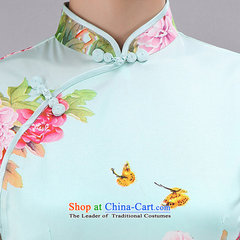 Summer 2015 New Silk Cheongsam summer short of Sau San stylish and elegant national China wind dresses 2202 small green , L, Joon-Il, Lisa (queensmakings) , , , shopping on the Internet