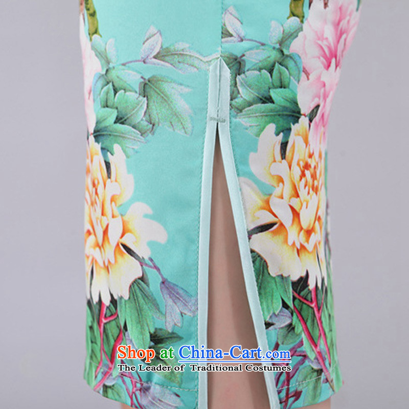 Summer 2015 New Silk Cheongsam summer short of Sau San stylish and elegant national China wind dresses 2202 small green , L, Joon-Il, Lisa (queensmakings) , , , shopping on the Internet