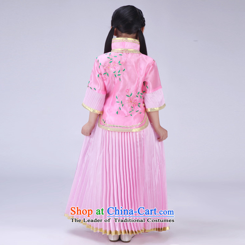 The Syrian children ancient costumes time girls guzheng guqin costumes will replace the girl child of the Republic of Korea students wearing miss replacing photographic portrait fairies skirt clothes pink 150CM, time Syrian shopping on the Internet has be