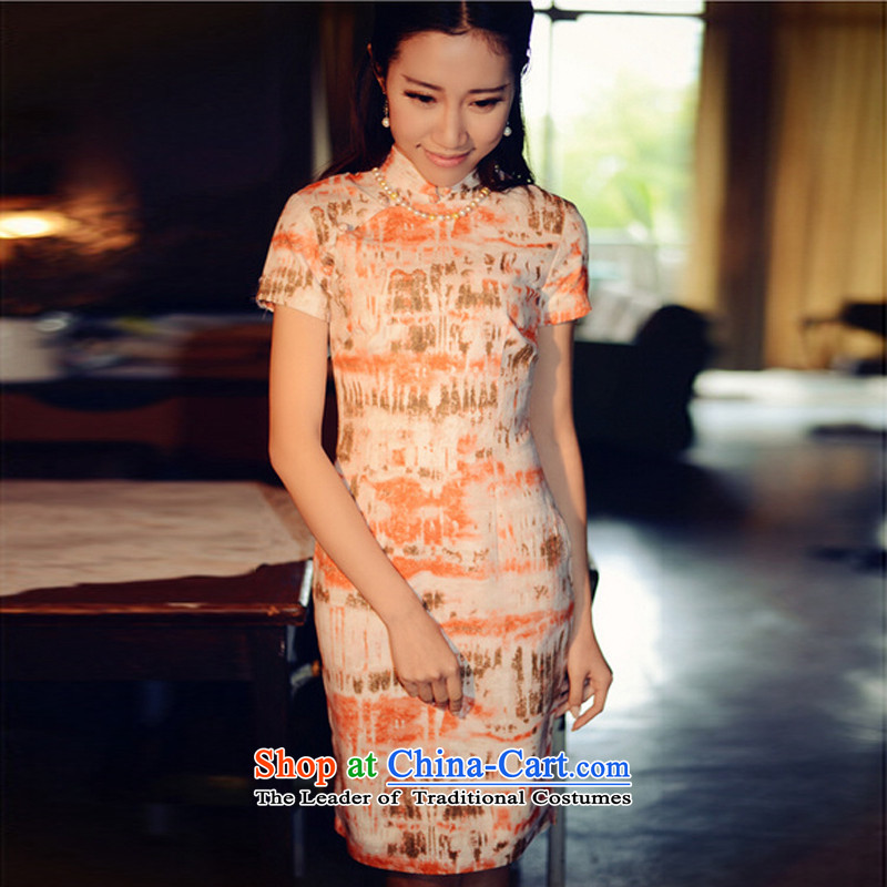 The Republic of Korea guryan in spring and summer 2015 new product literature and art nouveau female plain linen short-sleeved short of cotton linen improved cheongsam dress stretch of the Republic of Korea, Huangshan guryan shopping on the Internet has b