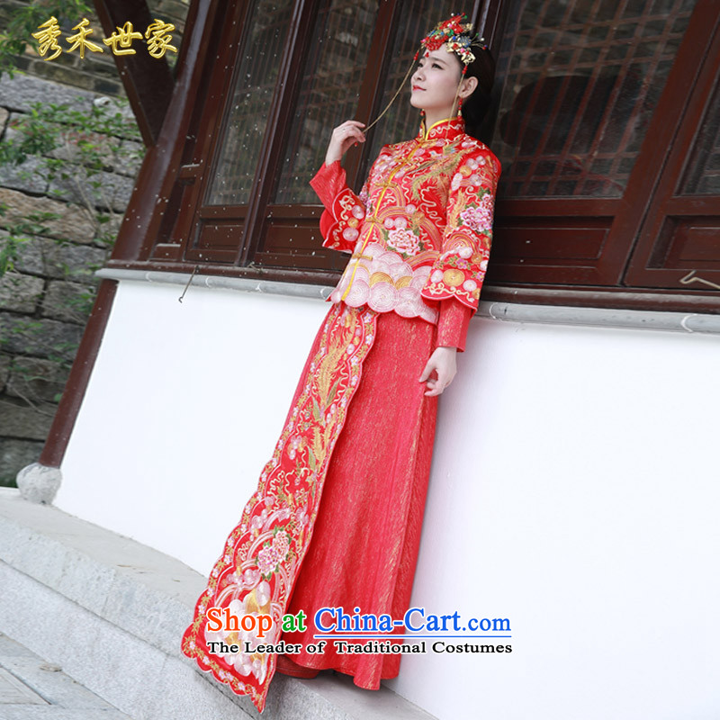 Sau Wo Saga Soo-hee-service costume Wo Chinese wedding gown 2015 new bride bows to the dragon spring and summer services use marriage qipao Bong-Koon-hsia previous Popes are placed large red M of the Paridelles, Sau Wo Shopping on the Internet has been pr