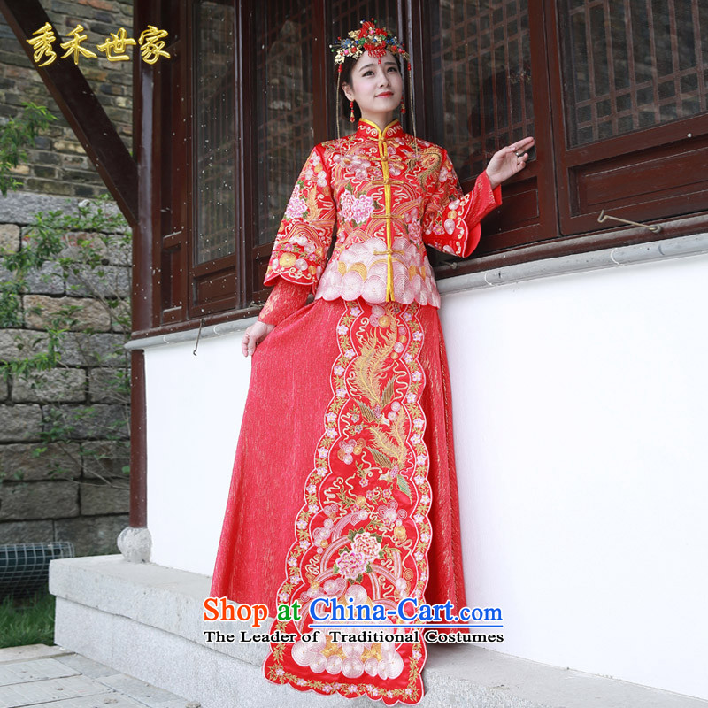 Sau Wo Saga Soo-hee-service costume Wo Chinese wedding gown 2015 new bride bows to the dragon spring and summer services use marriage qipao Bong-Koon-hsia previous Popes are placed large red M of the Paridelles, Sau Wo Shopping on the Internet has been pr