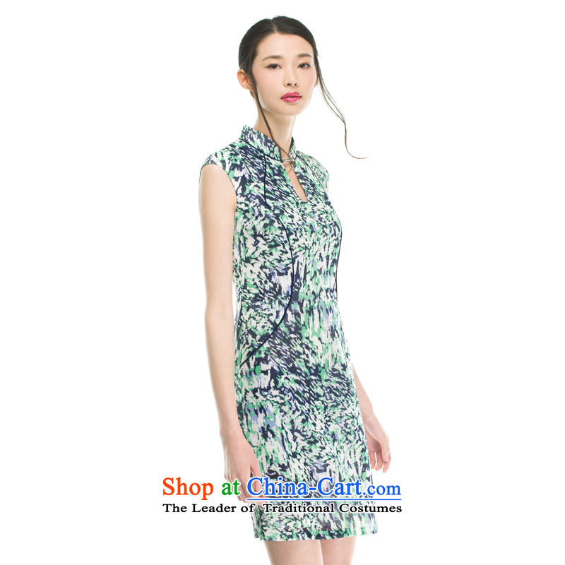 The women's true : Korea imported stretch chiffon cheongsam dress for summer 2015 new products 42909 15 light green wooden really a , , , Xxl(b), shopping on the Internet