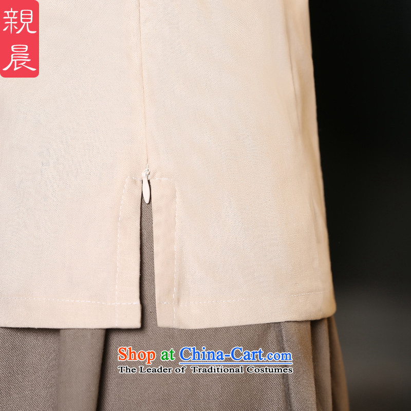 The pro-am new short shirts 2015 summer daily improved Stylish retro female cotton linen cheongsam dress shirt + skirts , L, pro-am , , , shopping on the Internet